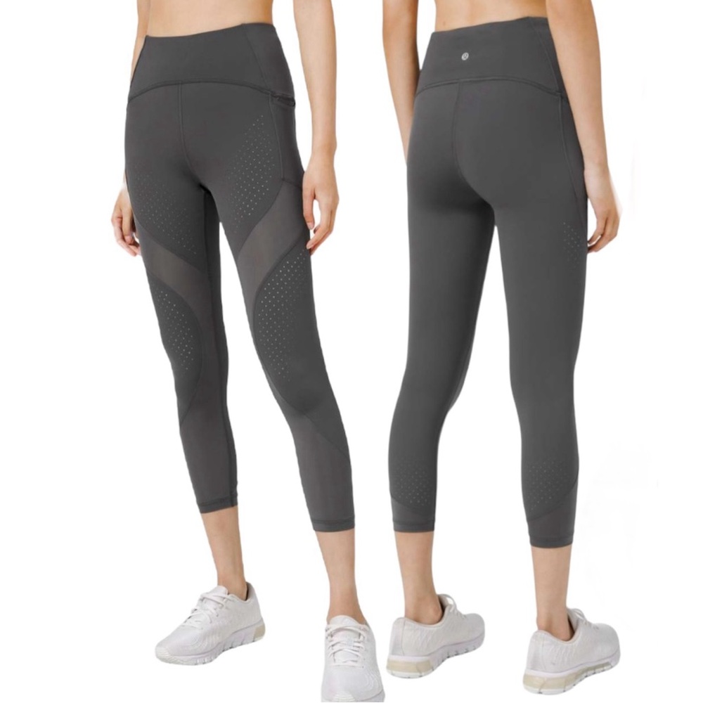 LULULEMON Leggings Size 4 Womens Gray Uncovered Strength High Rise Crop 23"